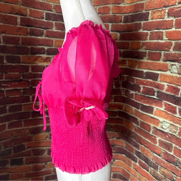 bebe Barbie Fuchsia Smocked Blouse - Picture 3 of 6